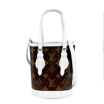 ルイ ヴィトン LOUIS VUITTON ショルダーバッグ LVマッチ モノグラム ナノバケット モノグラムキャンバス/レザー ホワイト/ブラウン レディース M81489【中古】 z11035