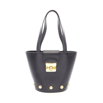 サルヴァトーレフェラガモ Salvatore Ferragamo ヒール金具 ハンドバッグ バッグ レザー レディース ブラック系 【中古】