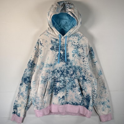 古着 ナイキ NIKE パーカー ワンポイントロゴ刺繍 マフポケット 大きいサイズ フーディー フード紐 XL ホワイト 総柄 メンズ