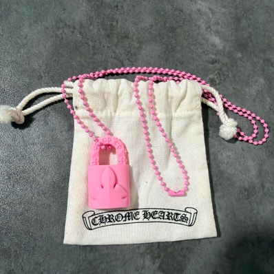 Chrome Hearts Rubber Padlock Fleur Knee Silicone Necklace "Pink"