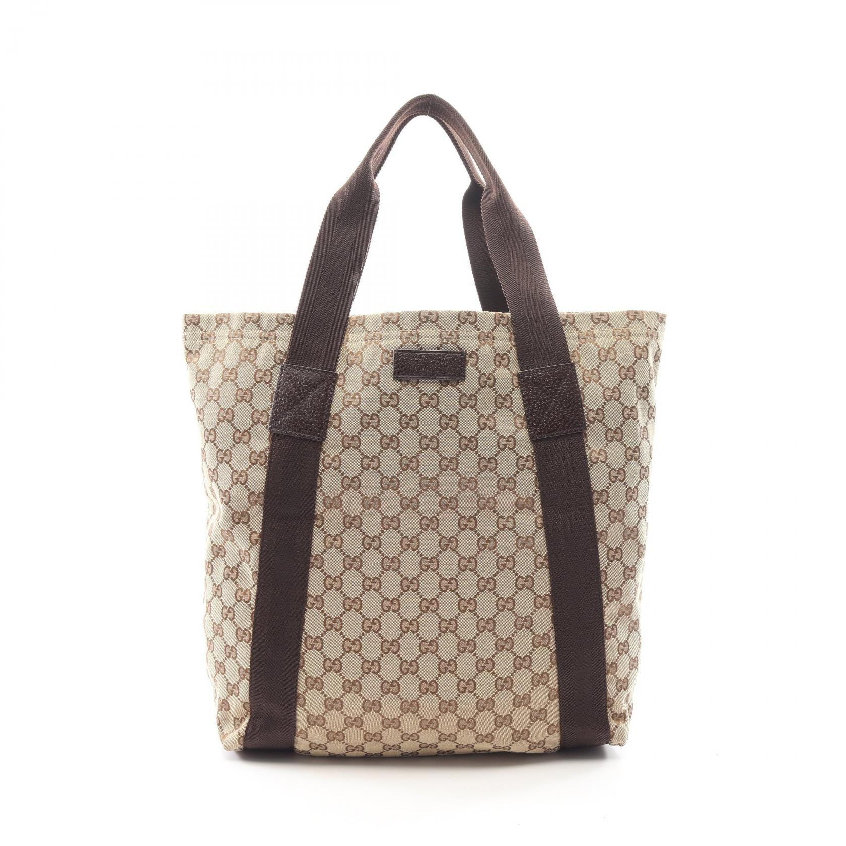 グッチ GUCCI GGキャンバス トートバッグ バッグ キャンバス レザー レディース ベージュ系 / ブラウン系 189669 【中古】