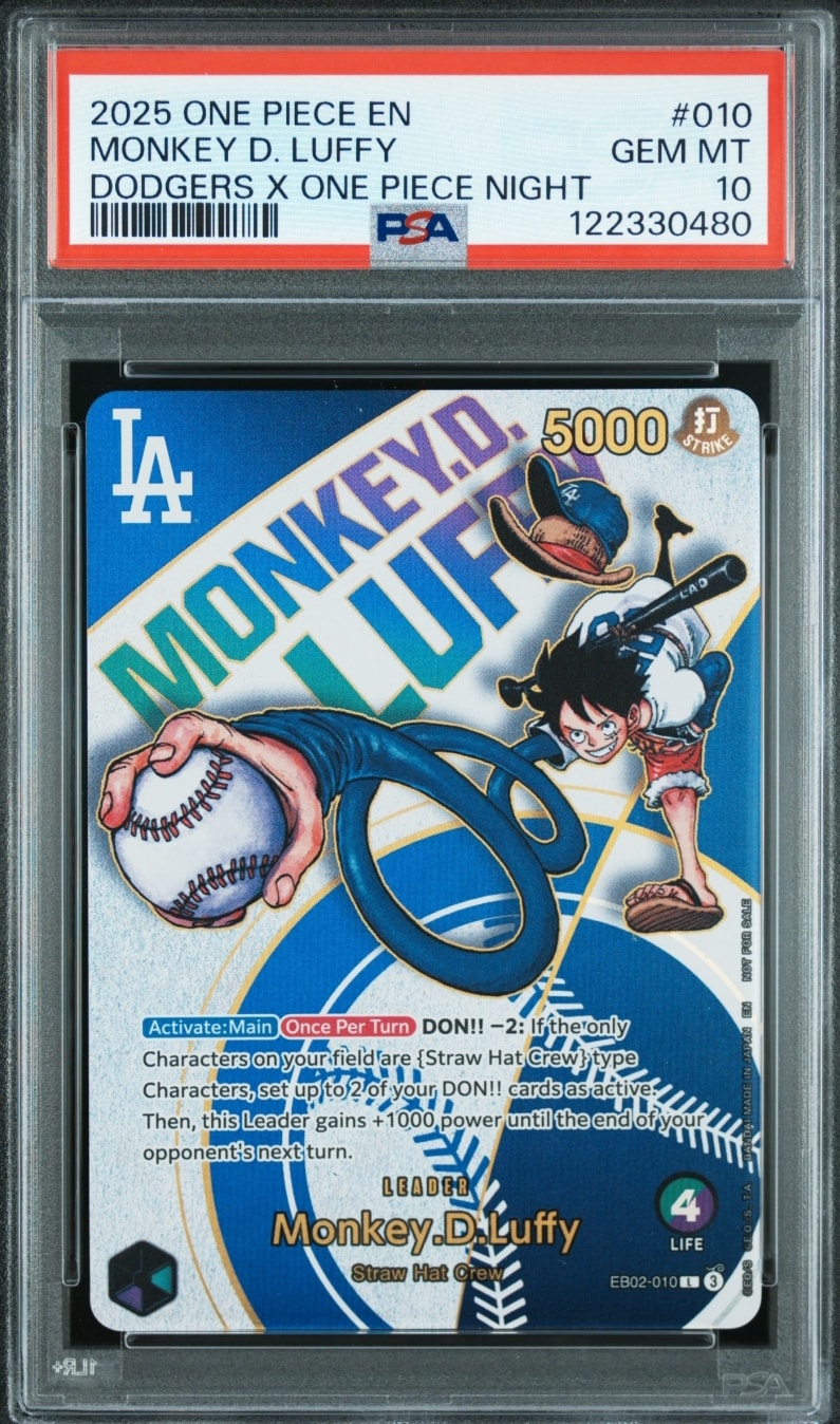 【PSA10】ドジャース プロモ モンキー・D・ルフィ ワンピースカード PSA10鑑定済】モンキー・D・ルフィ【プロモ】《紫》 CARD GAMES Fest版