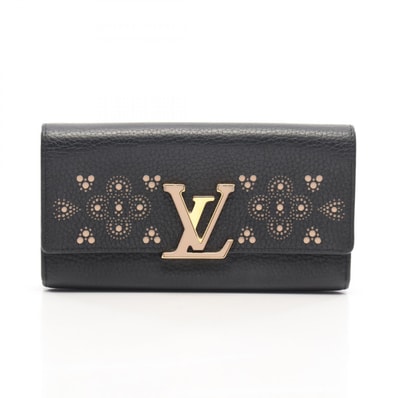ルイ・ヴィトン LOUIS VUITTON ポルトフォイユ カプシーヌ 二つ折り長財布 財布 レザー トリヨンレザー トリヨンレザー ノワール レディース ブラック系 / ベージュ系 M62556 【中古】