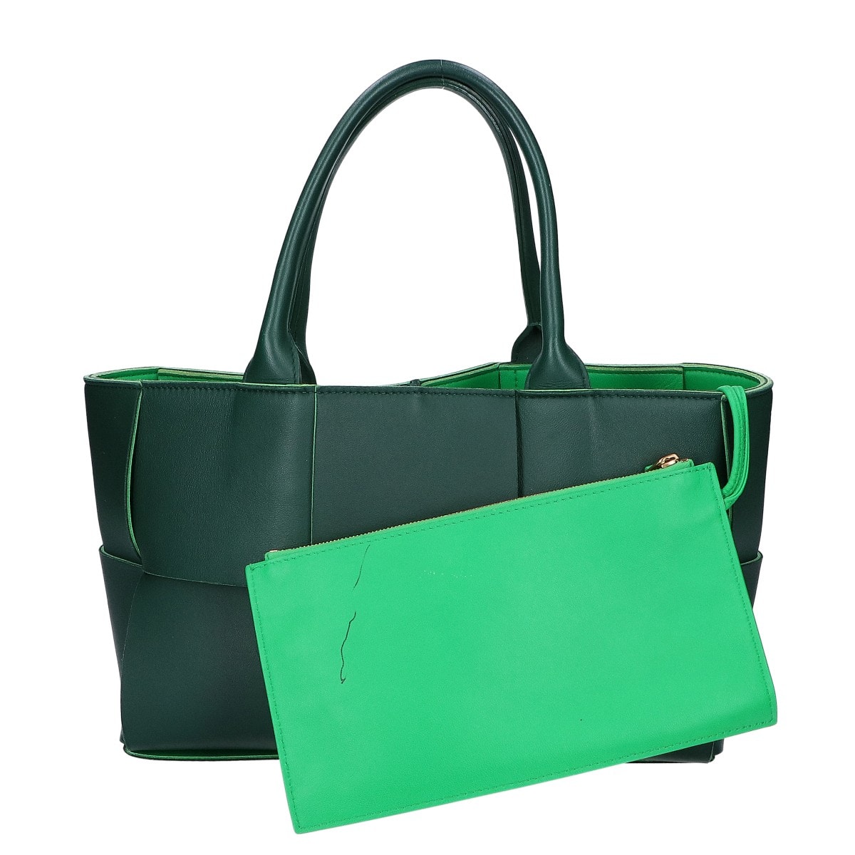 ボッテガヴェネタ グリーン マキシイントレチャート ザアルコ トートバッグ -