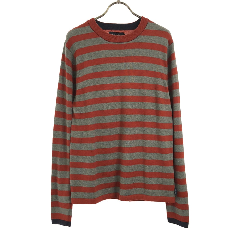 未使用 Paul Smith JEANS ポールスミスジーンズ ボーダー柄 長袖 ニット M レッド×グレー セーター タグ付き