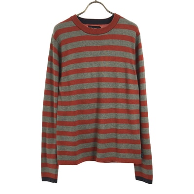 未使用 Paul Smith JEANS ポールスミスジーンズ ボーダー柄 長袖 ニット M レッド×グレー セーター タグ付き