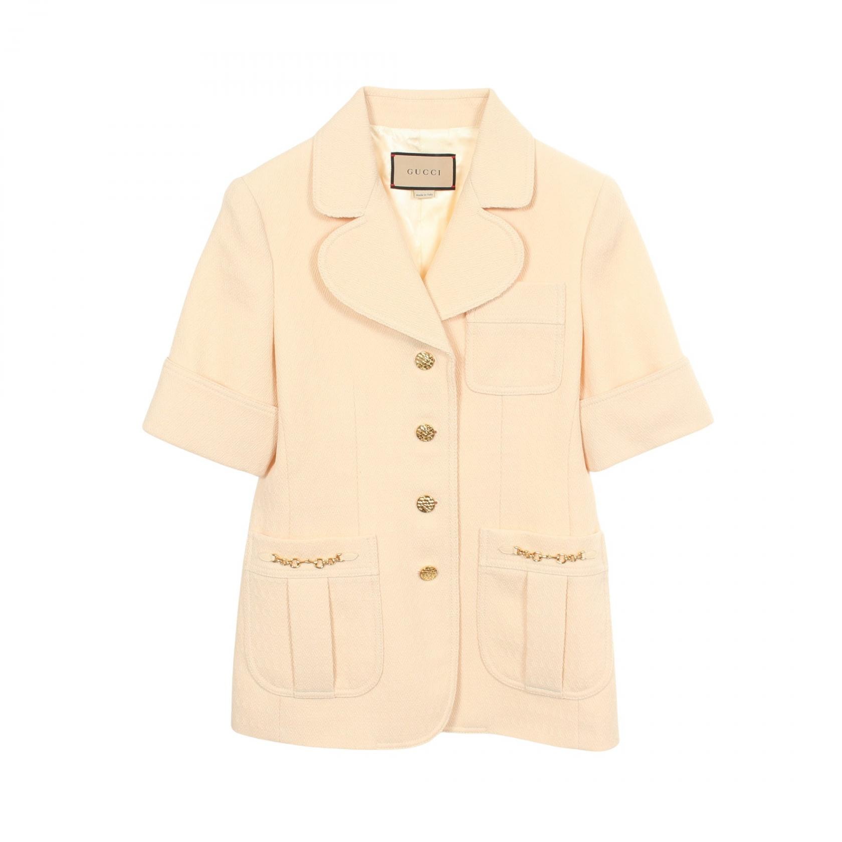 グッチ GUCCI ホースビット 半袖 テーラードジャケット 衣料品 アウター ウール レディース ベージュ系 643288 【中古】