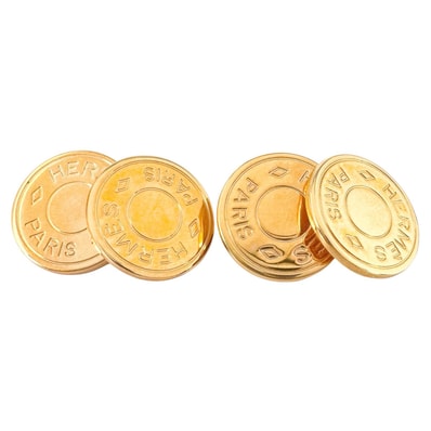HERMES エルメス セリエ カフス/メッキ ゴールド【中古】 メンズ