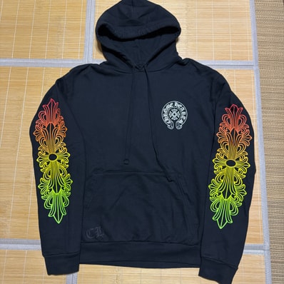 Chrome Hearts Gradation Floral Cross Sleeve Hoodie "Black/Multi"