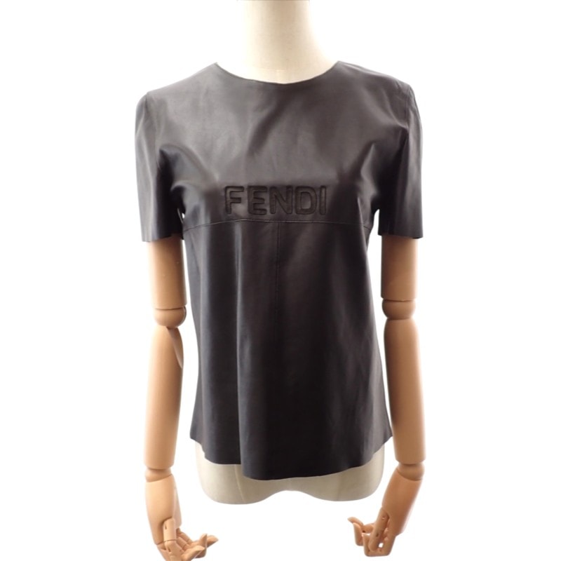 フェンディ FENDI レザーTシャツ 44 FD1022【中古】【ABランク】