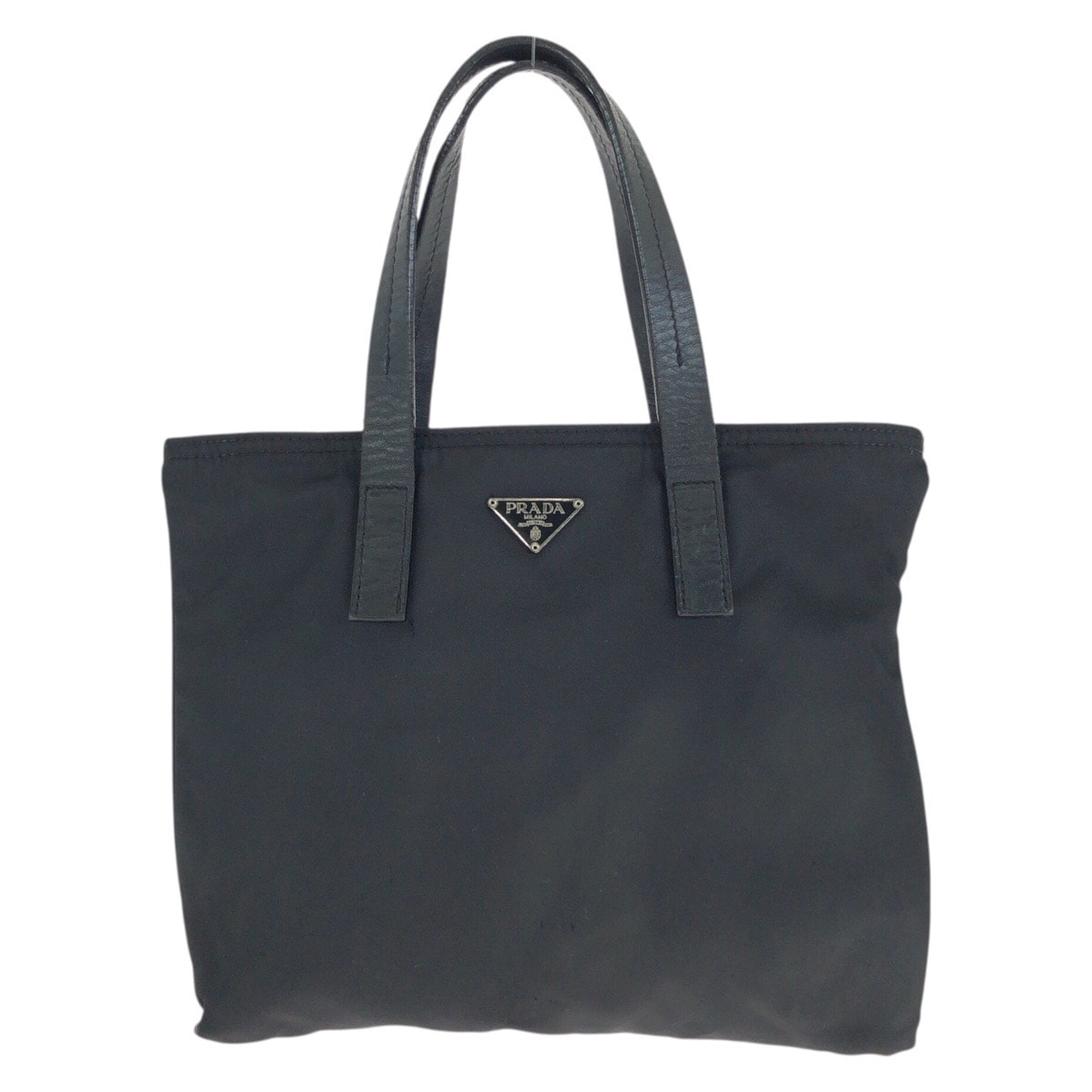 美品 PRADA プラダ テスート 三角ロゴプレート ブラック 黒 シルバー金具 ナイロン レザー/ ハンドバッグ 男女兼用 601898 【中古】