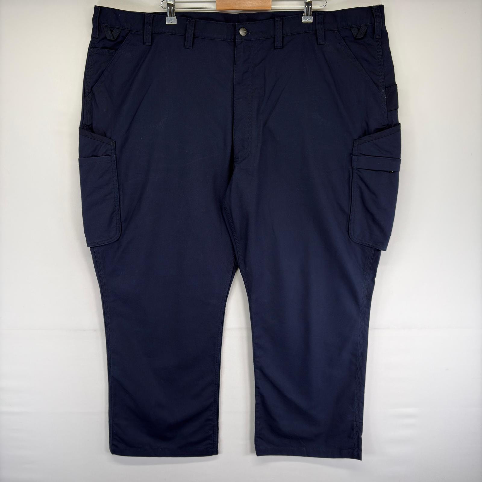 古着 カーハート Carhartt パンツ ワークパンツ カーゴパンツ サイドポケット ワンポイントロゴ ジップ w50 L30 ネイビー系 メンズ