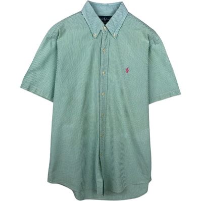 古着 ラルフローレン Ralph Lauren CUSTOM FIT シアサッカー 半袖 ボタンダウン ストライプシャツ メンズM相当/eaa644882