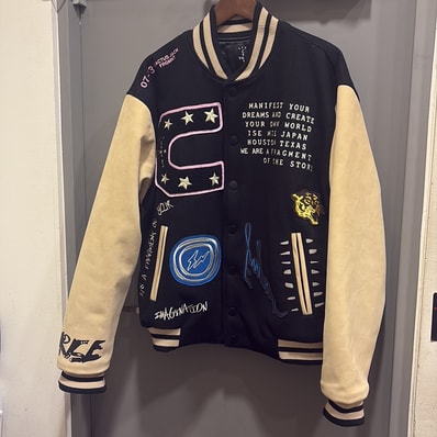 Travis Scott Cactus Jack For Fragment Manifest Letterman Jacket "Black"