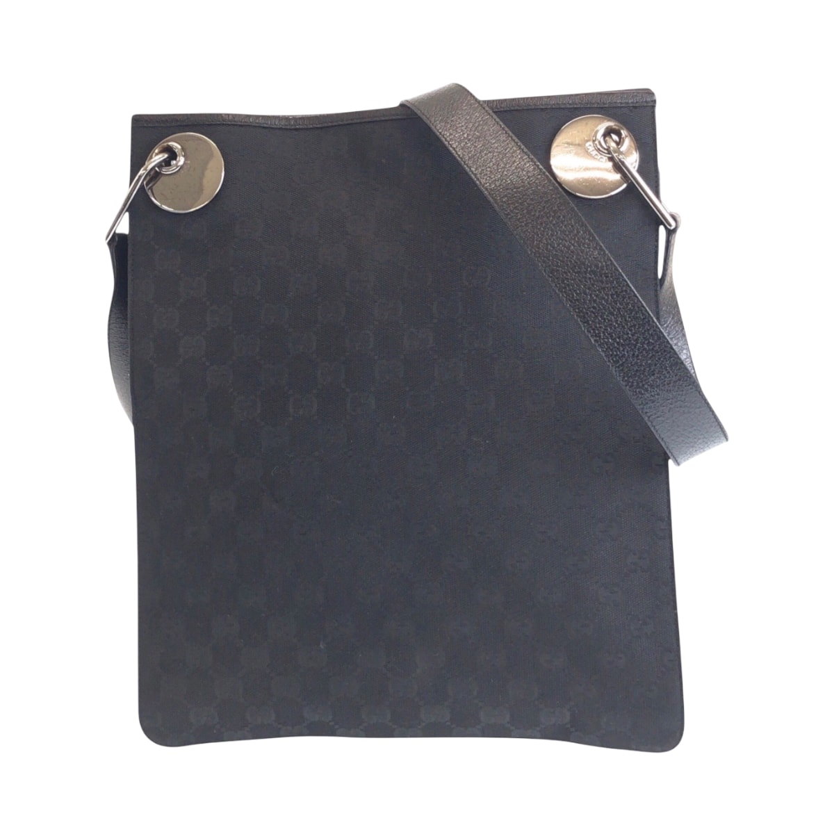 GUCCI グッチ ブラック 黒 シルバー金具 GGキャンバス レザー/ ショルダーバッグ ポシェット 603931 【中古】