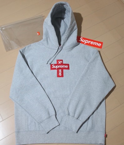 Supreme Cross Box Logo Hooded Sweatshirt "Grey"