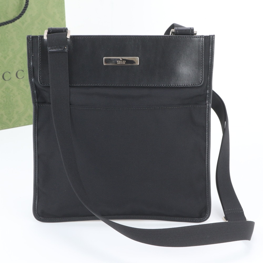 美品】グッチ ショルダーバッグ サコッシュGGキャンバス 黒 019・0349 