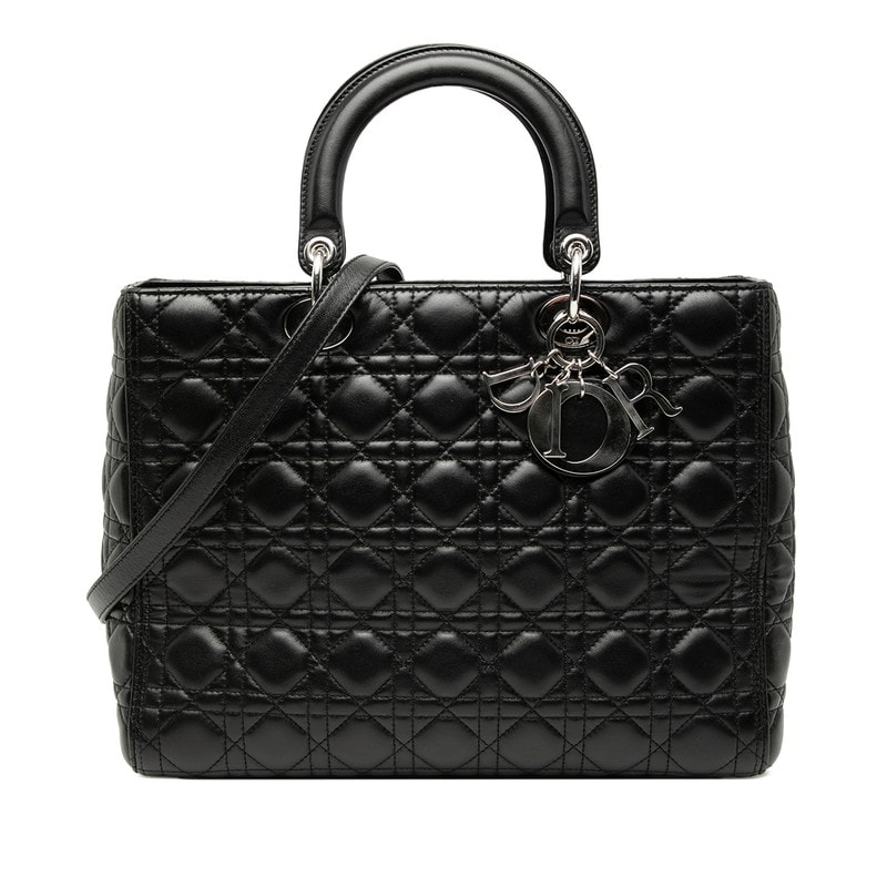 ディオール カナージュ レディディオール ハンドバッグ ショルダーバッグ 2WAY ブラック ラムスキン レディース Dior 中古