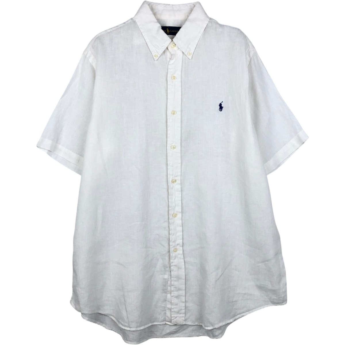 古着 ラルフローレン Ralph Lauren 半袖 リネン ボタンダウンシャツ メンズL相当/eaa641276