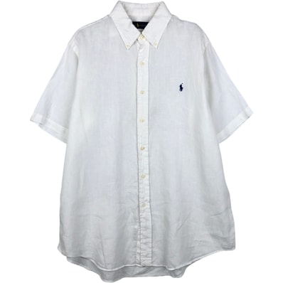 古着 ラルフローレン Ralph Lauren 半袖 リネン ボタンダウンシャツ メンズL相当/eaa641276