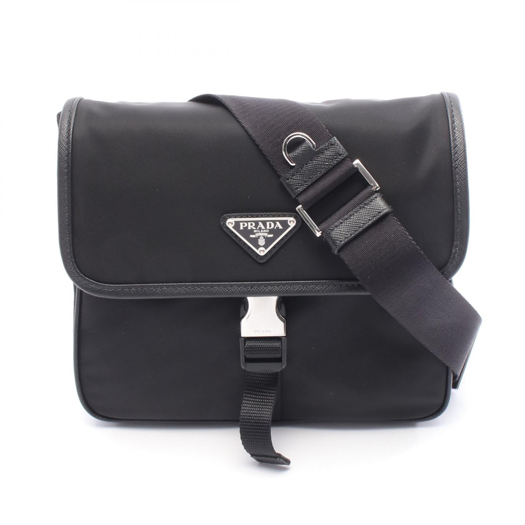 プラダ PRADA クロスボディバッグ ショルダーバッグ バッグ ナイロン サフィアーノレザー メンズ ブラック系 2VD0772DMHF0002 【新品】