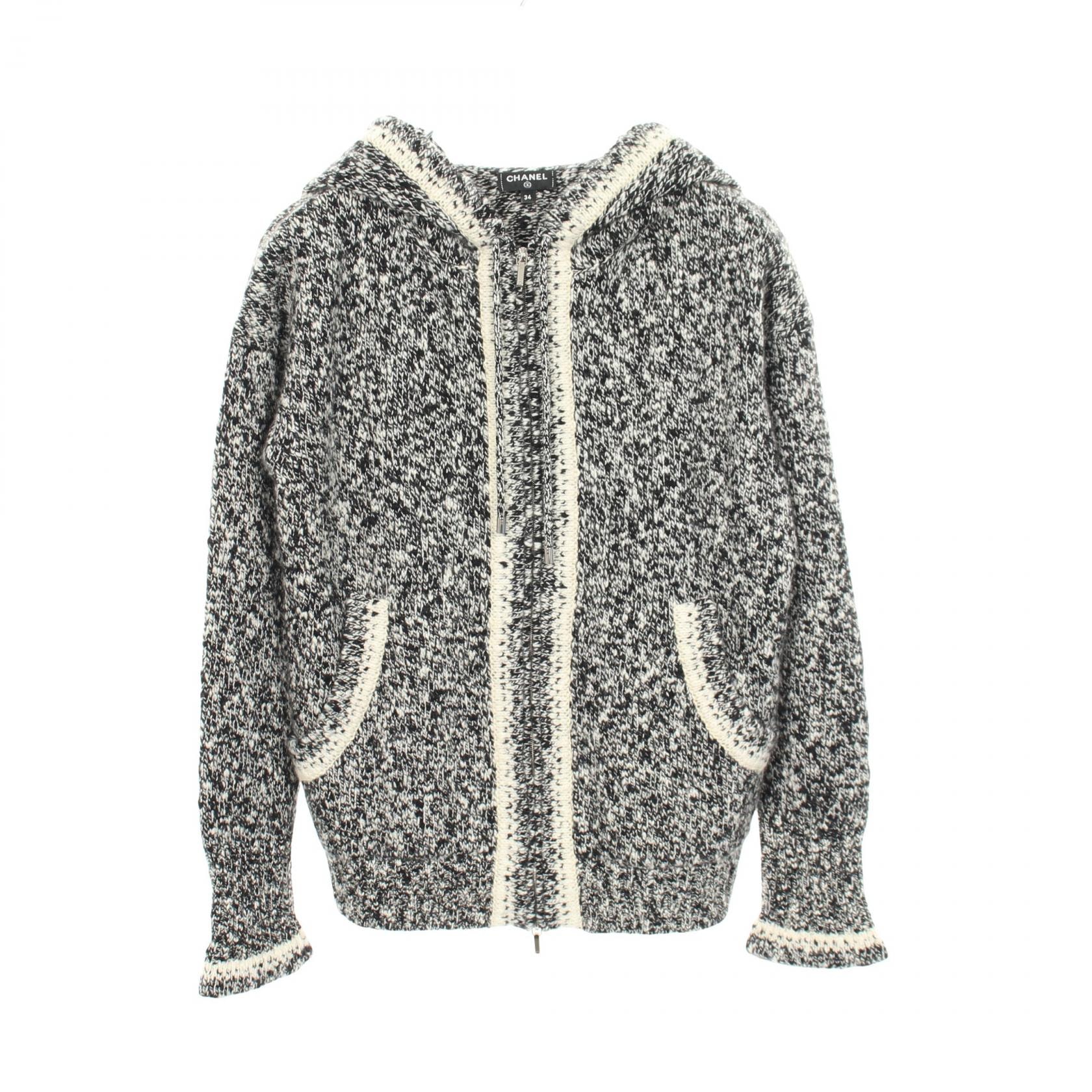 シャネル CHANEL ニット パーカー 衣料品 トップス カシミヤ レディース ブラック系 / ホワイト系 P54787K07177 【中古】