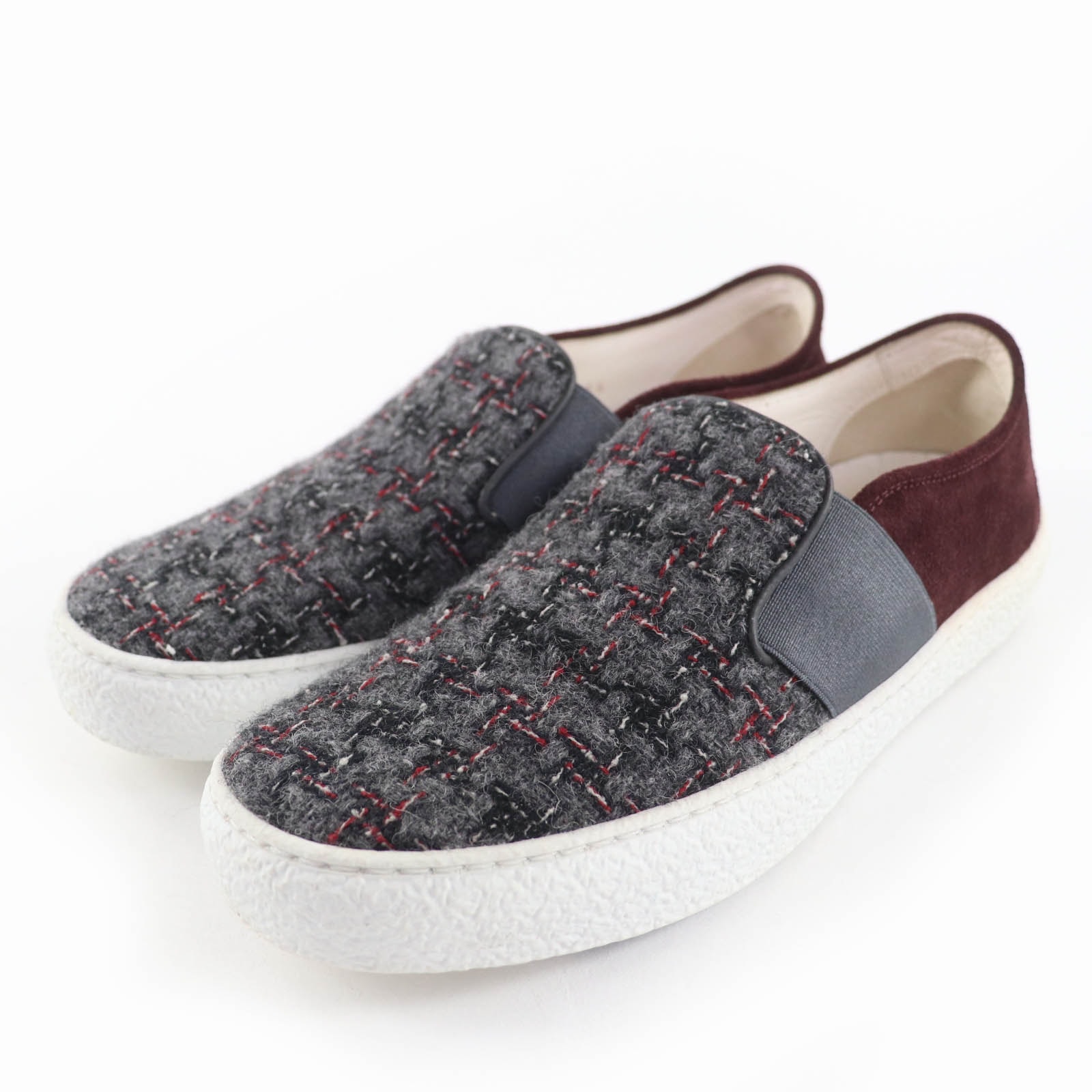 美品 シャネル スリッポン グレー系 レディース 36 16B G31713