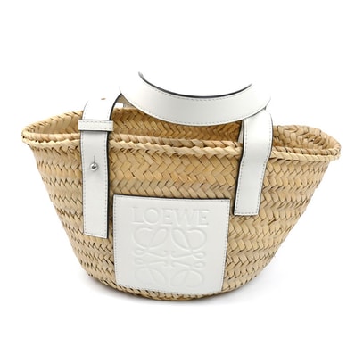 LOEWE ロエベ バスケットバッグ スモール ハンドバッグ ホワイト ナチュラル A223S93X04 レディース【中古】