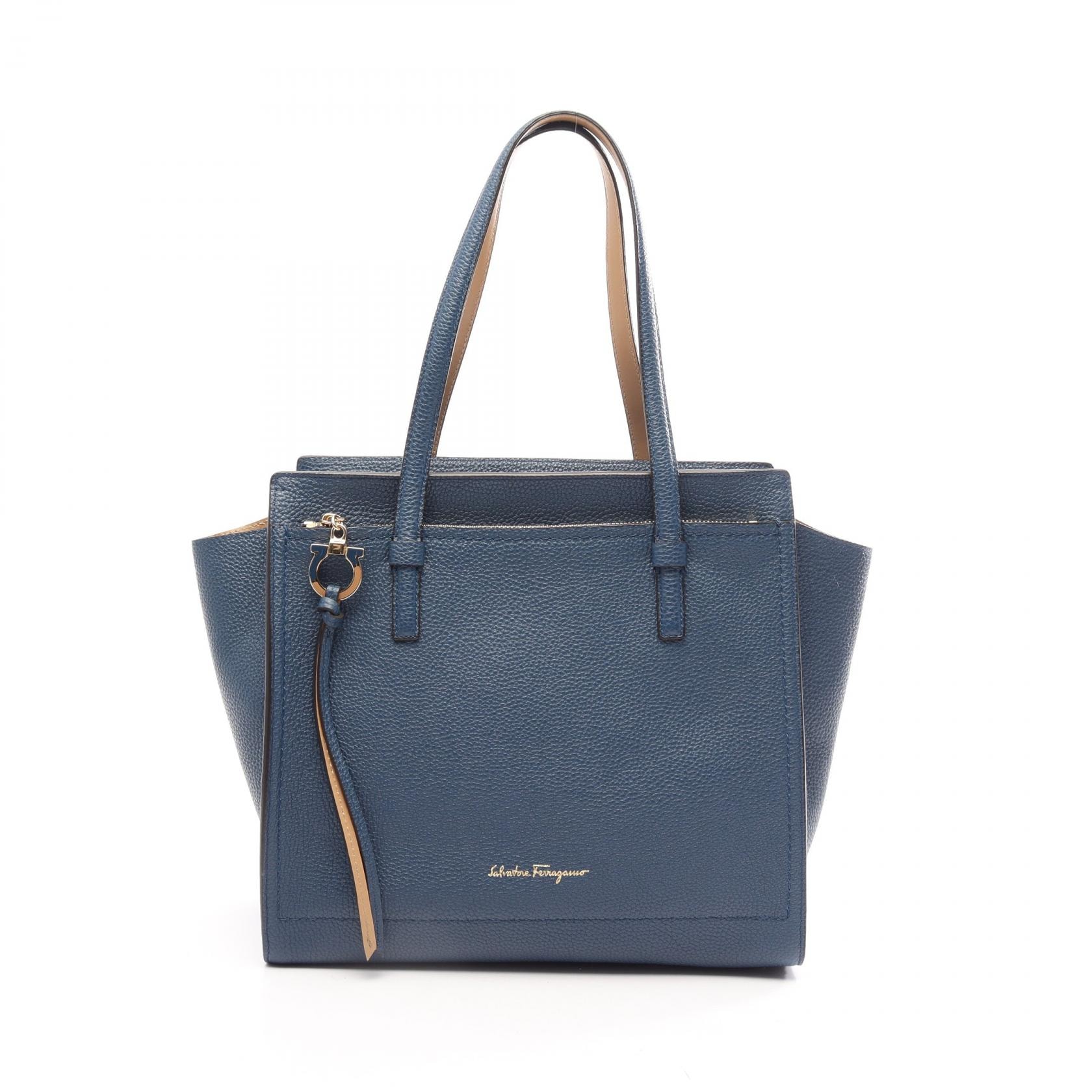 サルヴァトーレフェラガモ Salvatore Ferragamo エイミー ガンチーニ トートバッグ バッグ レザー レディース ブルー系 【中古】