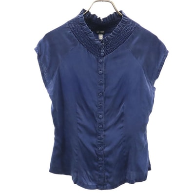 ARMANI JEANS アルマーニジーンズ ノースリーブ シルク シャツ 4 ネイビー