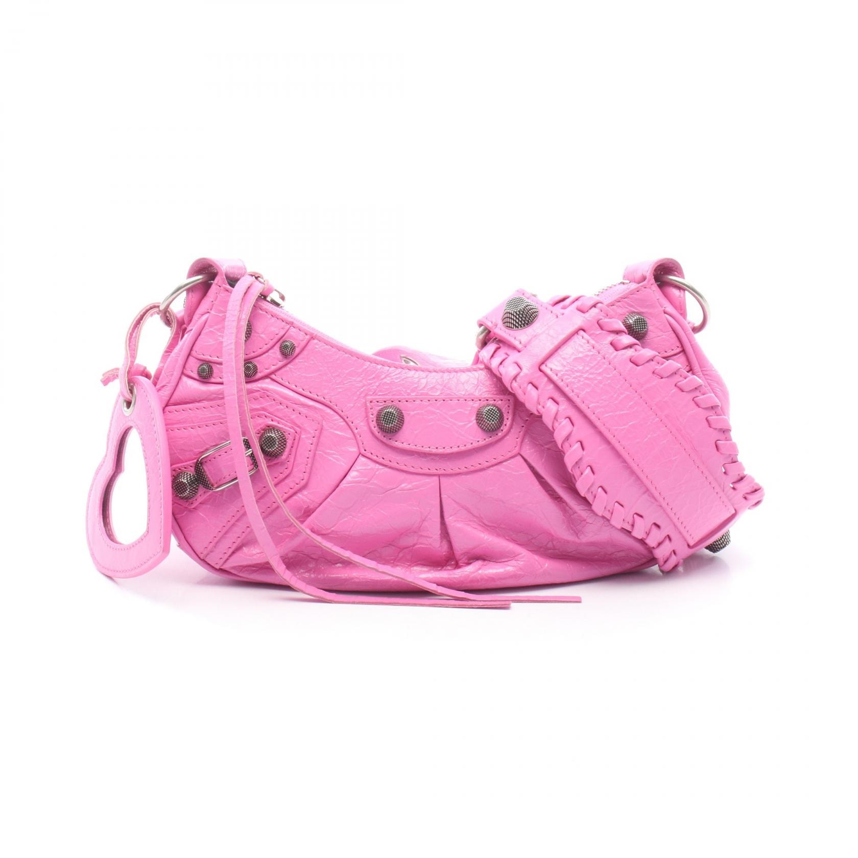 バレンシアガ BALENCIAGA LE CAGOLE ショルダーバッグ バッグ レザー レディース ピンク系 【中古】