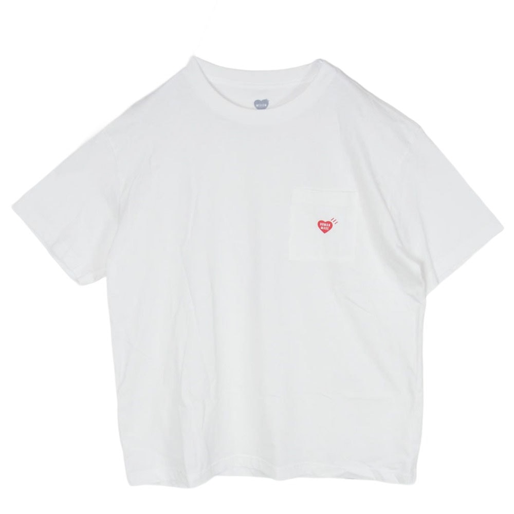 HUMAN MADE ヒューマンメイド HM29CS043 POCKET T-SHIRT クルーネック ハートロゴ ポケット付き 半袖 Tシャツ ホワイト系 M【中古】