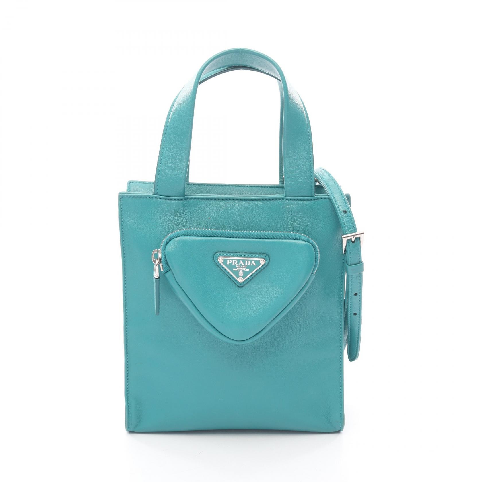 プラダ PRADA NAPPA ハンドバッグ バッグ レザー レディース グリーン系 1BG418 【中古】