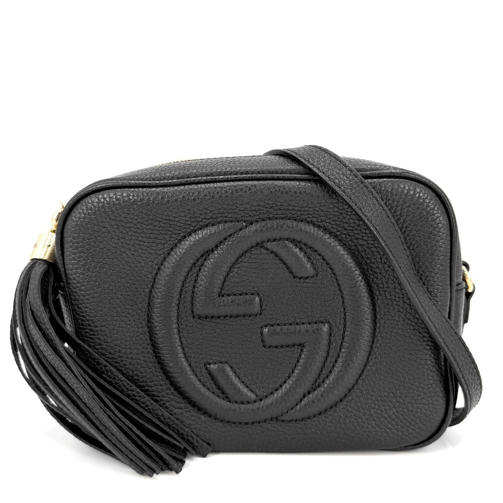 GUCCI グッチ ショルダーバッグ ソーホー スモールディスコバッグ インターロッキングG タッセル 肩掛け 斜め掛け 小さめ 308364 レザー ブラック 黒 ゴールド金具 レディース【中古品】