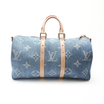 ヴィトン LV 2022-2025年製 モノグラム デニム キーポル バンドリエール45 ボストンバッグ【中古】