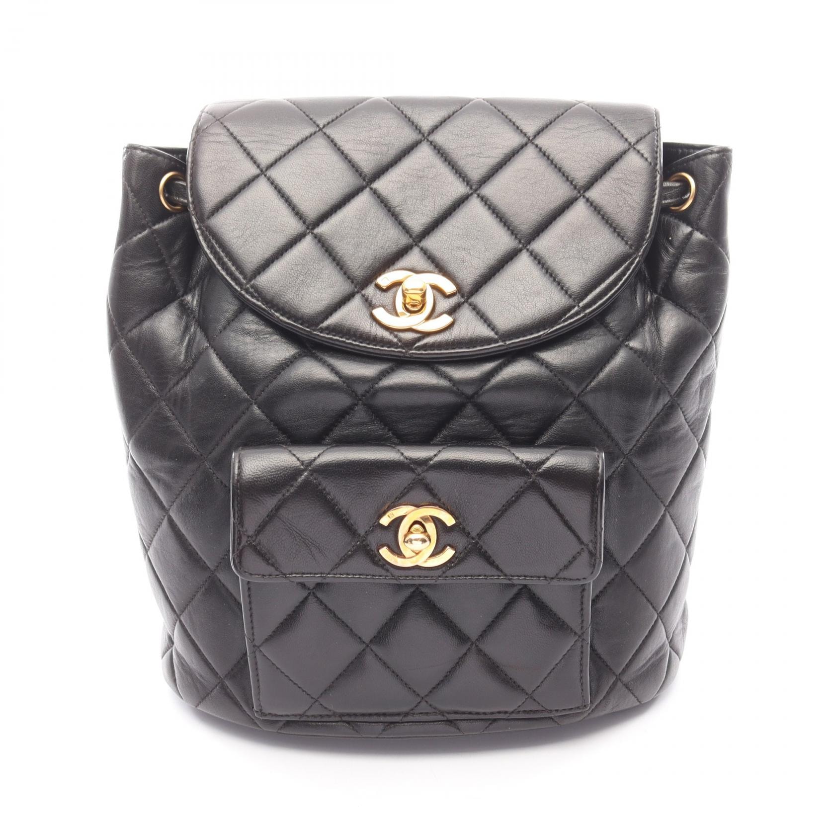 シャネル CHANEL マトラッセ リュックサック バックパック バッグ ラムスキン(羊革) レディース ブラック系 【中古】