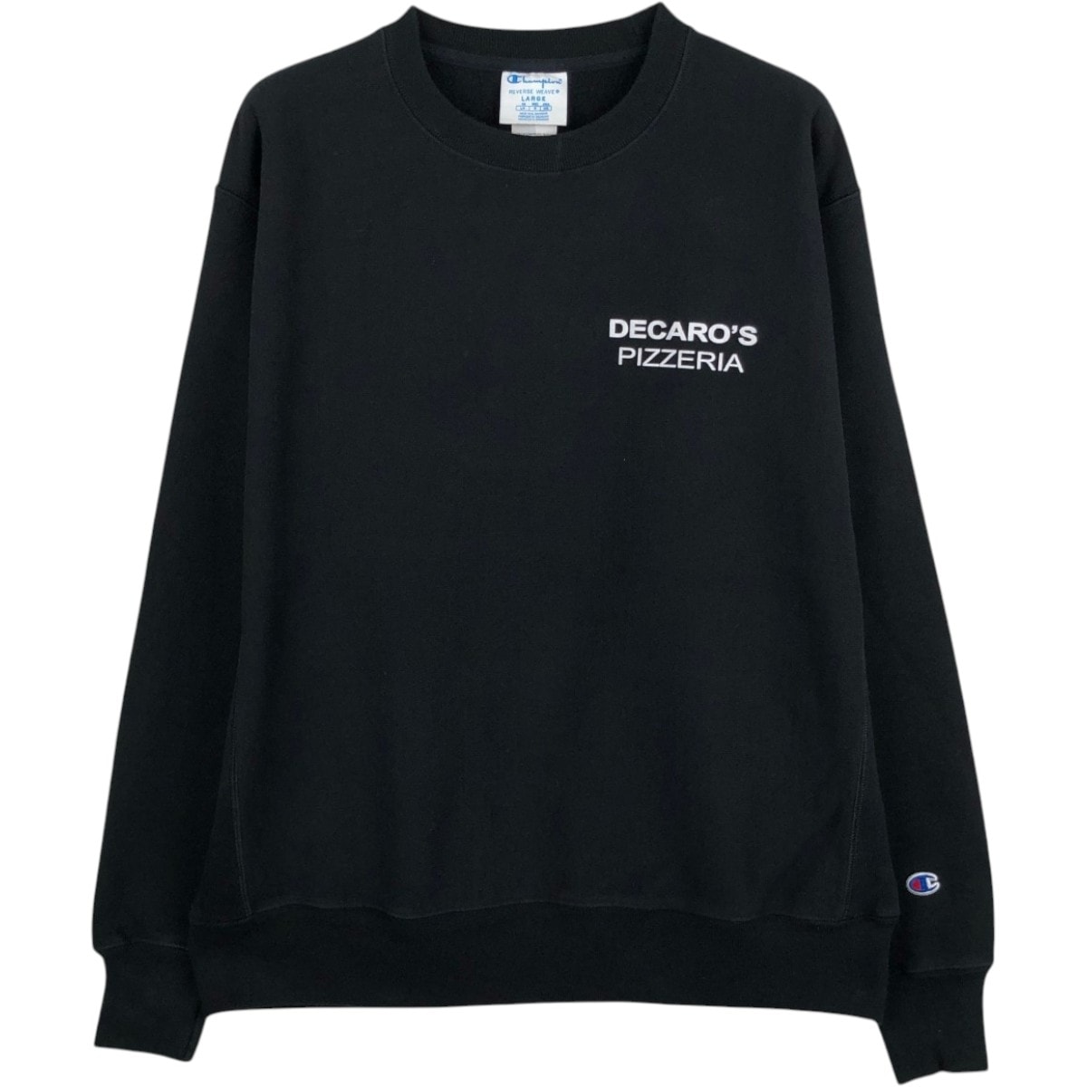 古着 チャンピオン Champion REVERSE WEAVE リバースウィーブ DECARO'S PIZZERIA アドバタイジング スウェットシャツ トレーナー メンズL相当/eaa671672