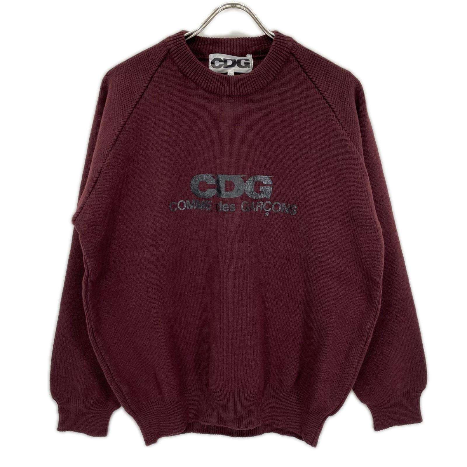 シーディージー 24AW SN-N009 バーガンディ プリント クルーネックニットトップス XXL