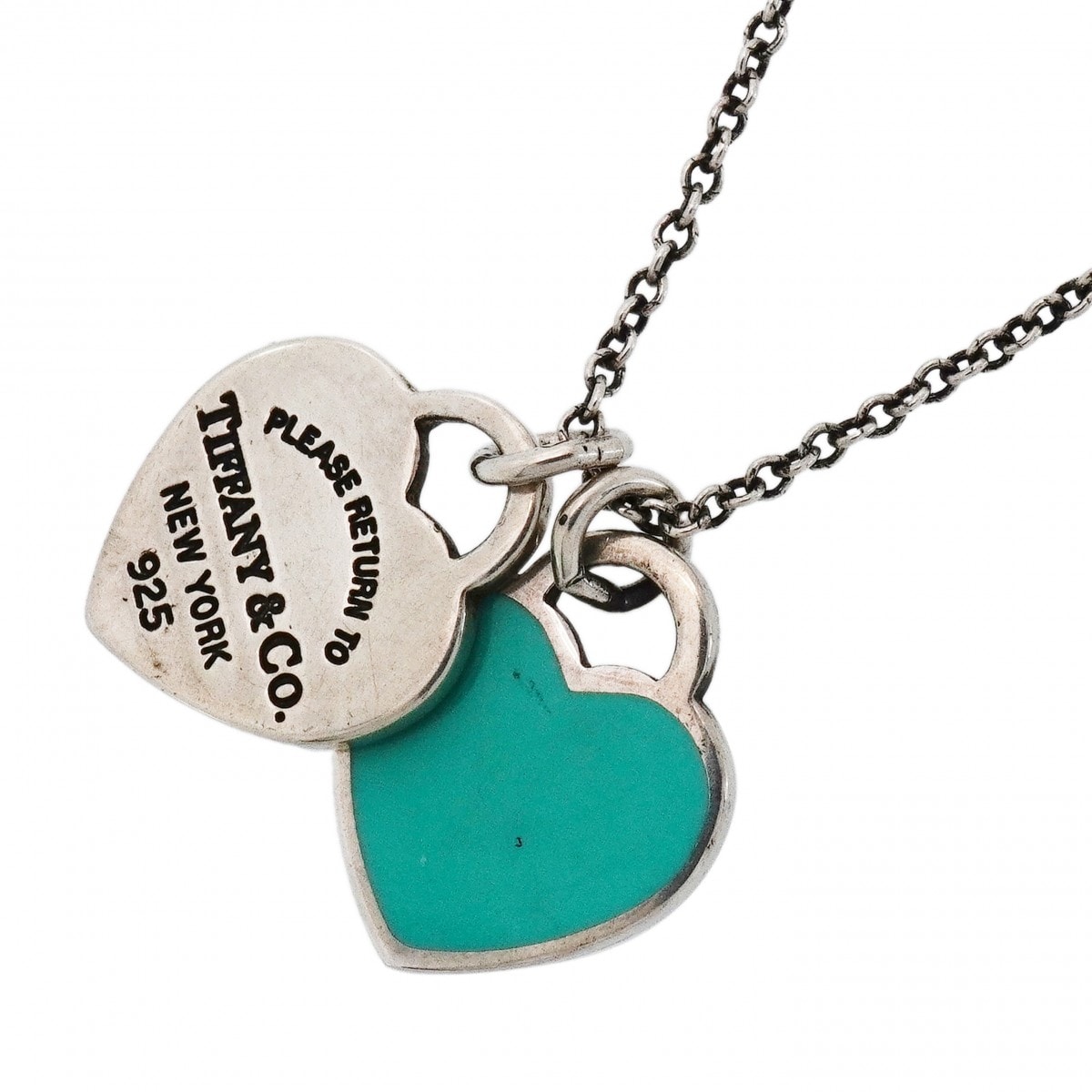 【6jdb0083-k】ティファニー ネックレス ダブルリターントゥハート シルバー925 ブルー【中古】レディース