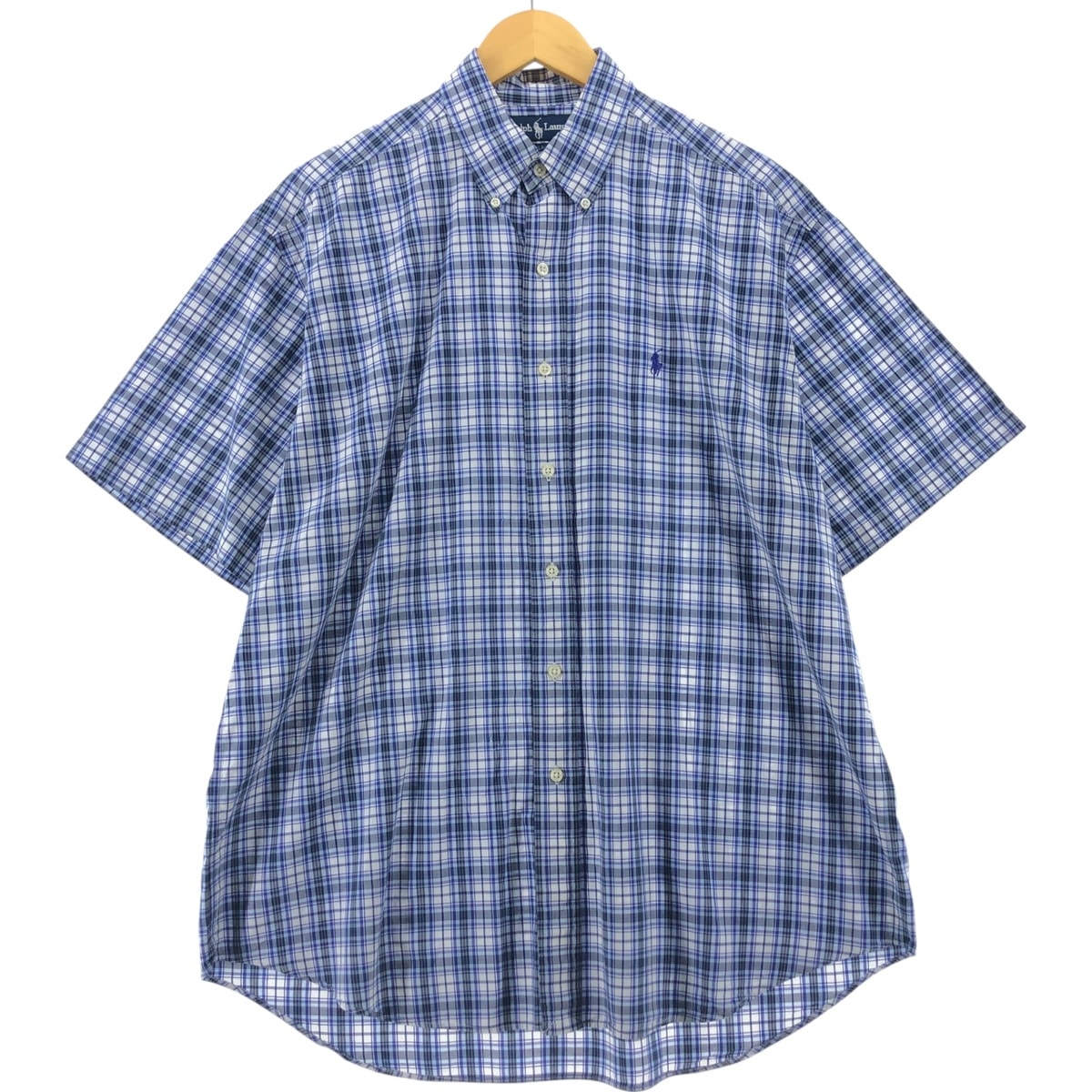 古着 ラルフローレン Ralph Lauren BLAKE 半袖 ボタンダウン チェックシャツ メンズL相当/eaa535675