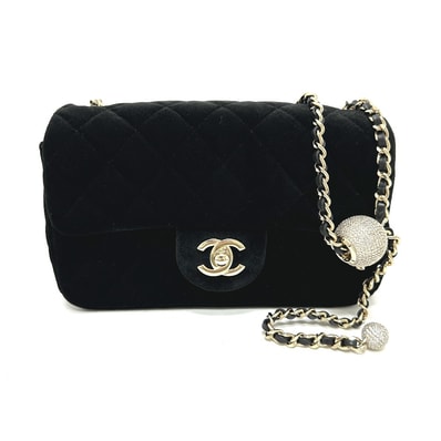 シャネル CHANEL ミニ マトラッセ20 AS1787 チェーン カバン 肩掛け ショルダーバッグ ベロア ブラック 未使用