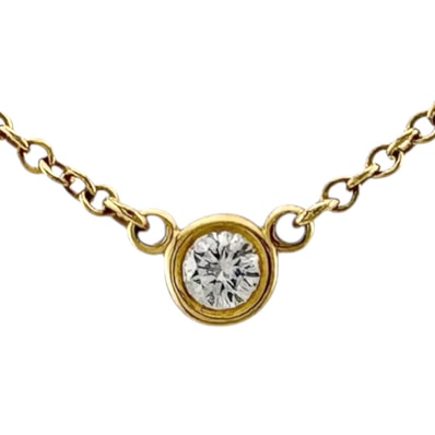 ティファニー バイザヤード 約0.05ct ネックレス 18金 K18イエローゴールド ダイヤモンド レディース TIFFANY&Co. 中古