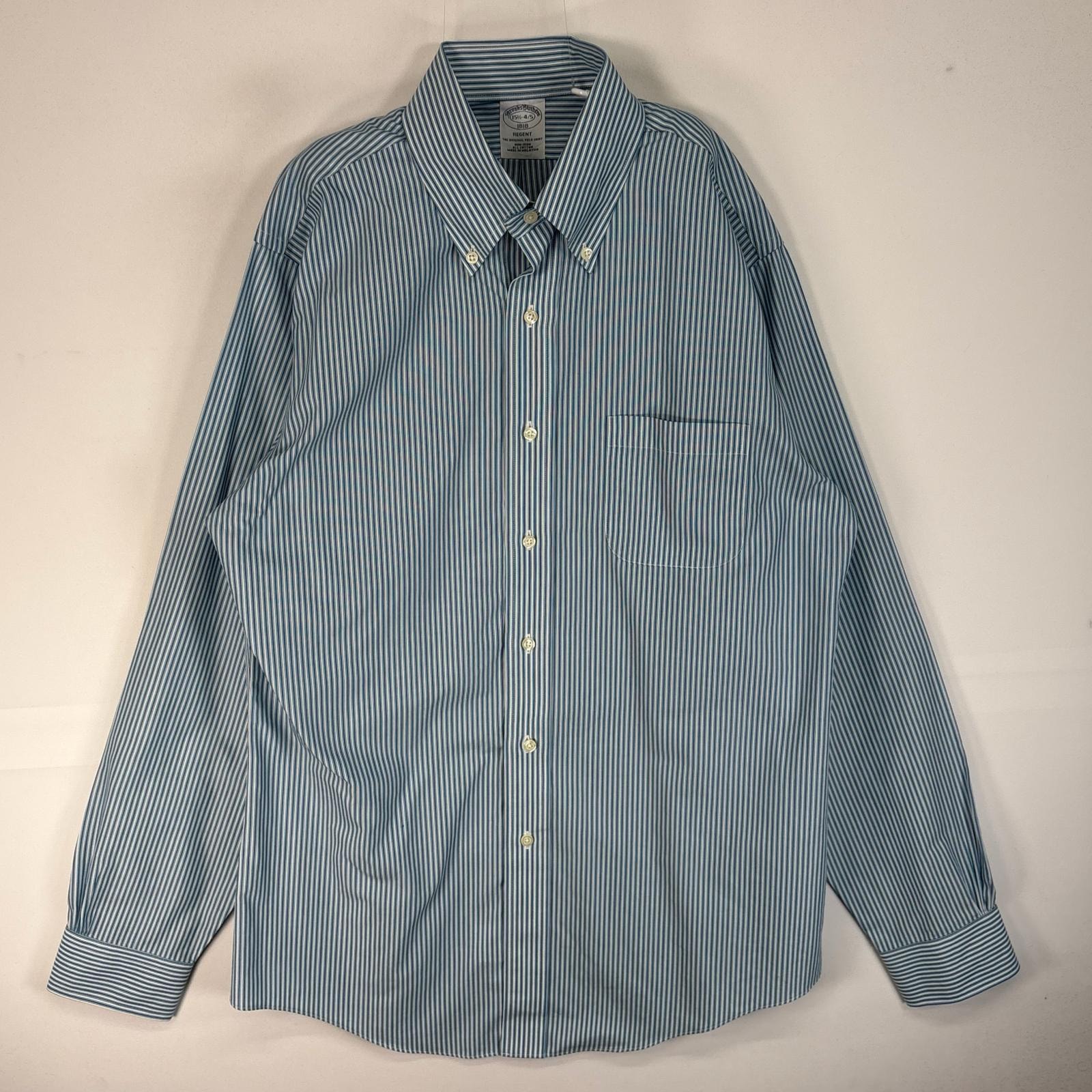 古着 ブルックスブラザーズ Brooks Brothers 長袖シャツ 1818 REGENT 胸ポケ M  ブルー系 ストライプ メンズ