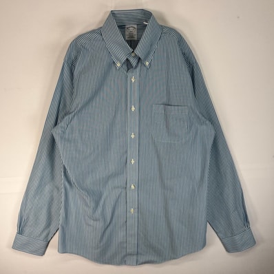 古着 ブルックスブラザーズ Brooks Brothers 長袖シャツ 1818 REGENT 胸ポケ M ブルー系 ストライプ メンズ