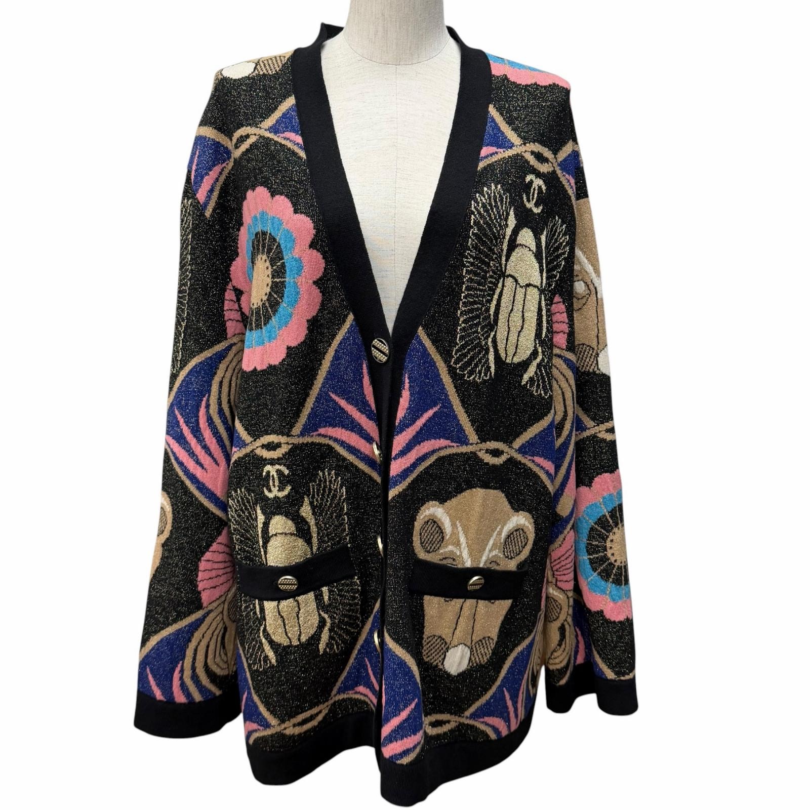 極美品 シャネル カーディガン マルチ レディース 42 P61687