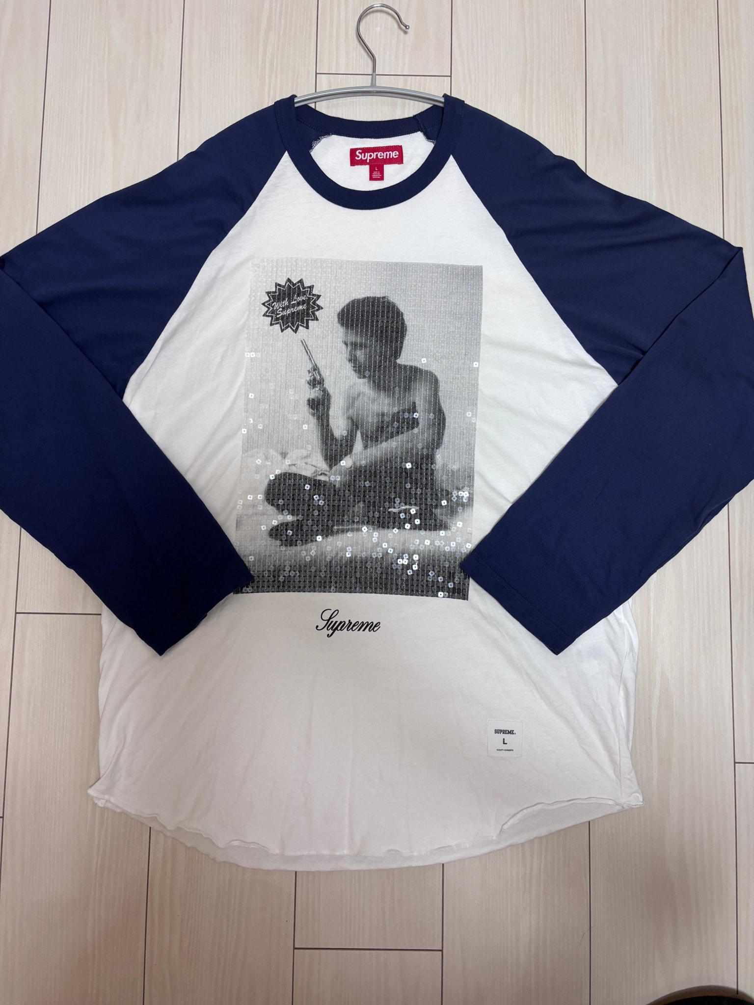 Supreme x Larry Clark Sequin Raglan L/S Top "Navy"