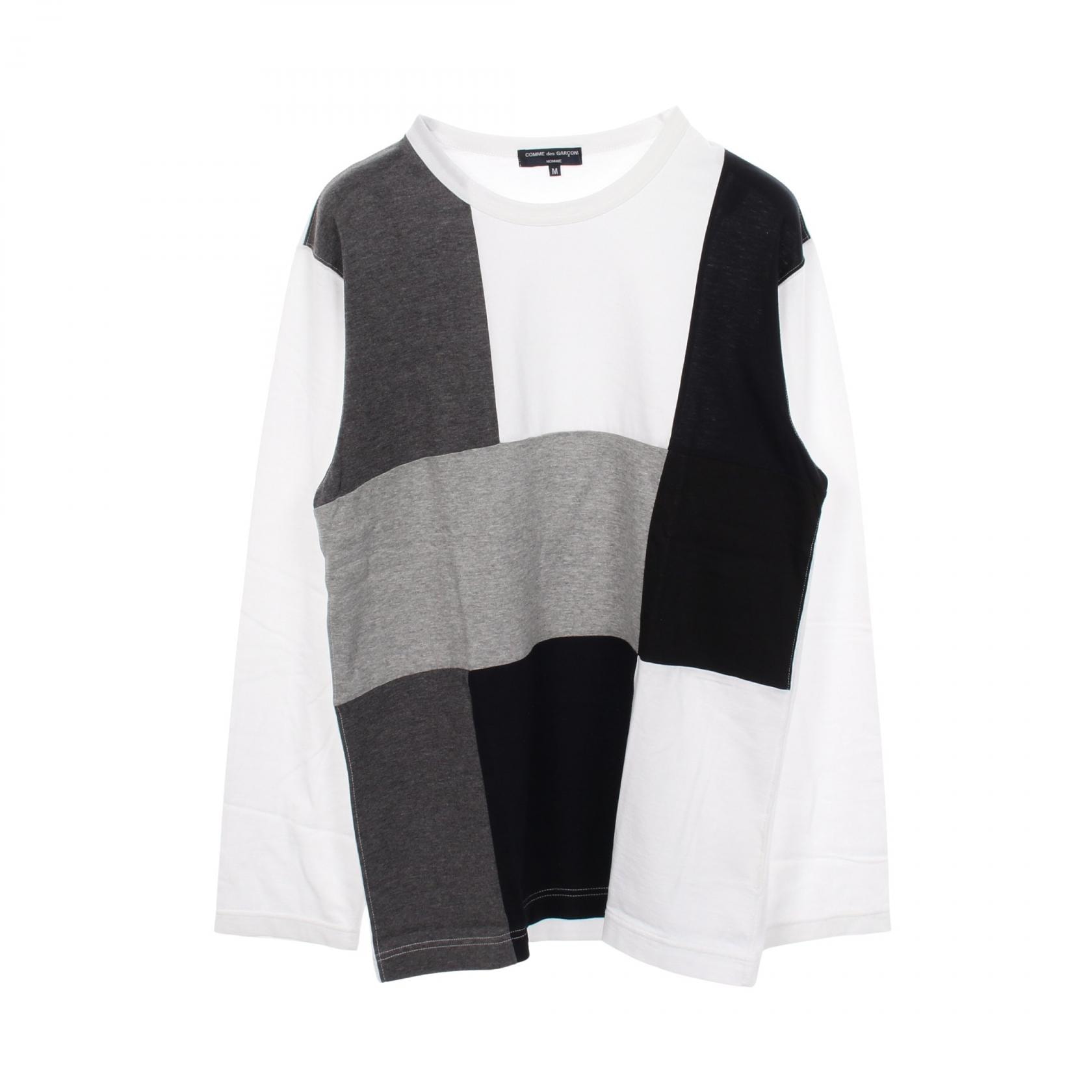 コムデギャルソンオム COMME des GARCONS HOMME パッチワーク 長袖Tシャツ 衣料品 トップス コットン メンズ ホワイト系 / マルチカラー 【中古】