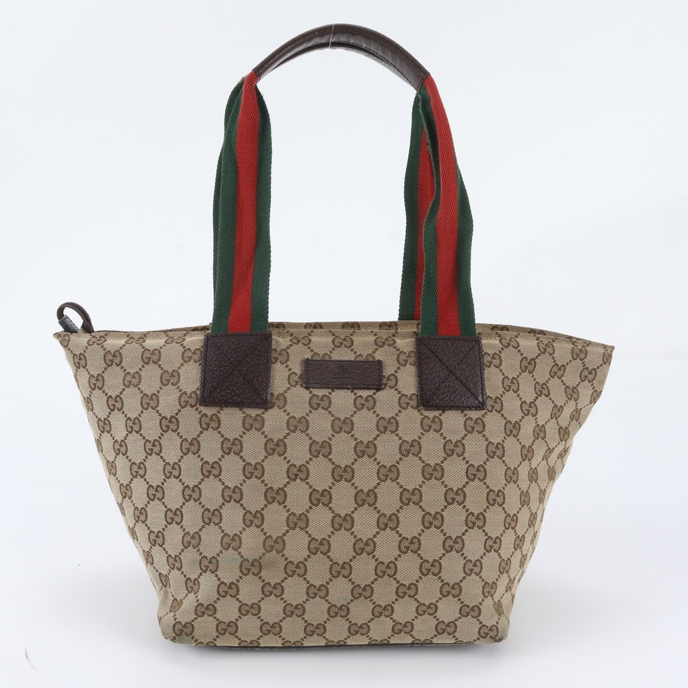 ■美品 グッチ GGキャンバス シェリー ライン131230 トート バッグ