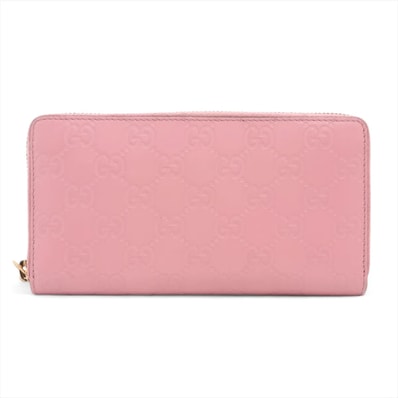 GUCCI Guccissima Round Zip Wallet "Pink"
