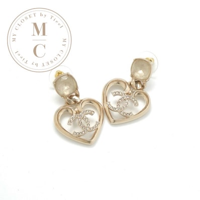 シャネル CHANEL ピアス イヤリング ゴールド ココマーク ハート ラインストーン